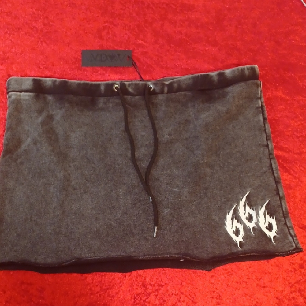 Dollskill Widow 1x My Favorite Number "666" Embroidered Skirt Mineral Wash Mini